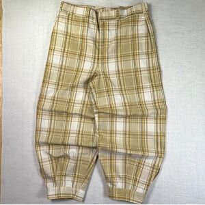 VTG 70s Ace Custom Tailors Golf Knickers Plaid Sz 36 Pants Tan Brown Uniform USA